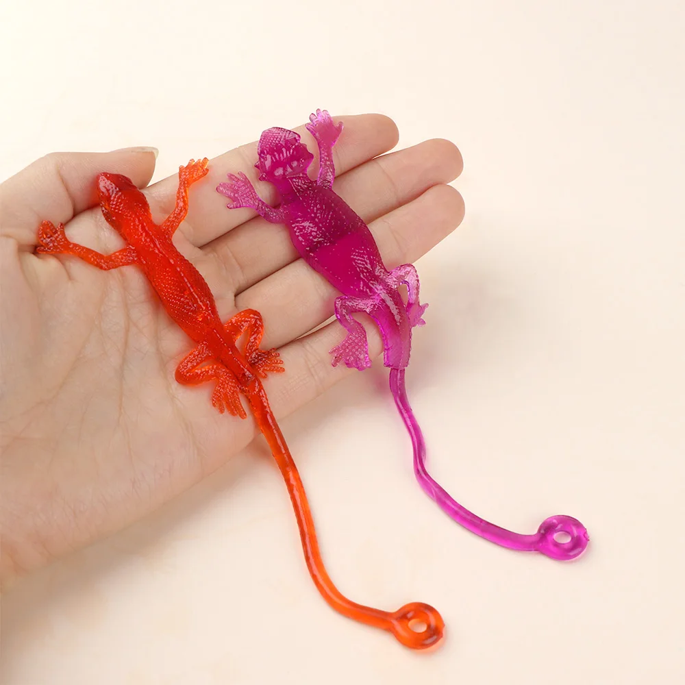 Funny Sticky Lizard Animals Retractable Viscous Lizard Kid Novelty Gadgets 5Pcs 