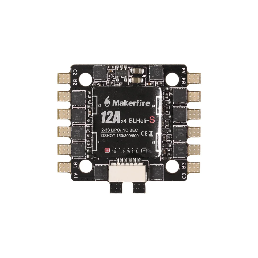 

BLHeli-S 4-in-1 12A ESC Electric Speed Controller 2-3s LiPo Dshot 150/300/600 for 90 100 FPV Racing Drone Quadcopter