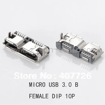 

Free shipping 100pcs/lot Micro USB 3.0 10P female connector DIP type for phone/Mobile hard disk accessories