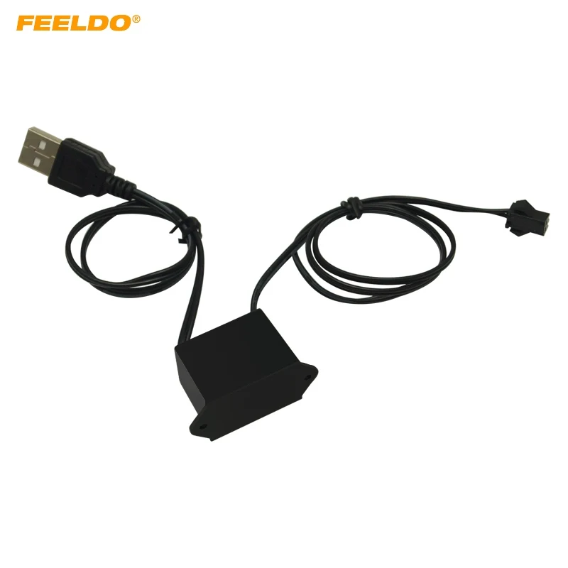 

FEELDO 5Pcs DC12V Car LED Decoration EL Fibre Neon Glow Lighting Rope Strip Power Driver Inverter With USB Port #AM5720