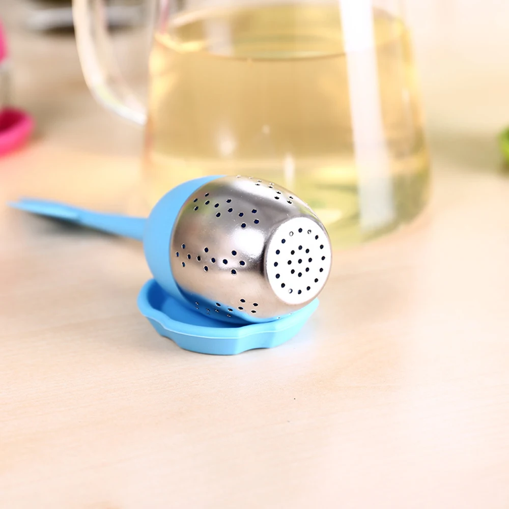 

silicone and stainless steel Tea InfuserTea Strainer Sweet Leaf with Drip Tray Novelty Tea Ball Herbal Spice Filter Tea Tool