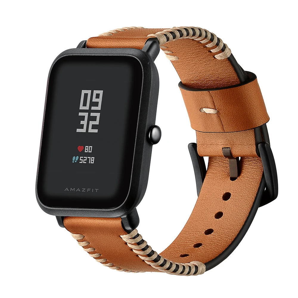 20MM band for AMAZFIT watch band Handmade real leather bracelet for xiaomi men's watch strap (12)