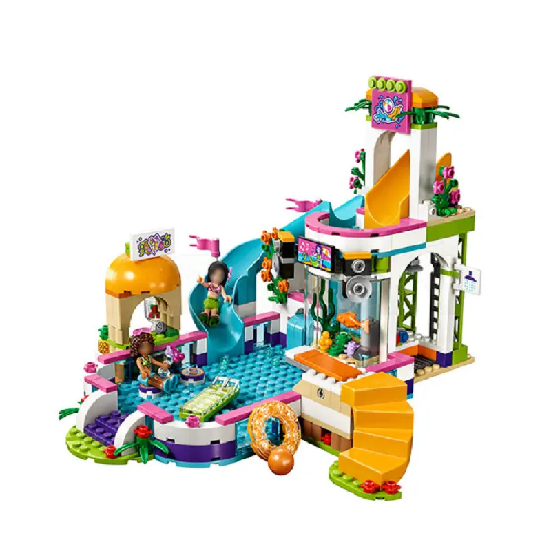 

593pcs Friends Series Princess Summer Pool Model Building Blocks Compatible With Legoings Children Toy Bricks Children