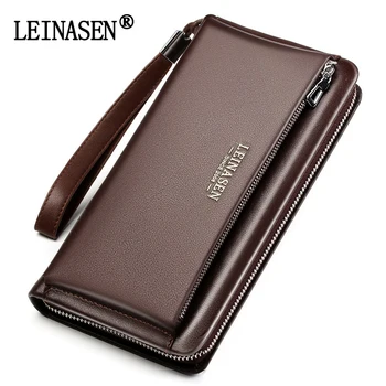 

LEINASEN Brand Fashion Design Genuine Cow Leather Long Wallet Man High Quality Waterproof Clutch Purse Handbags Billetera