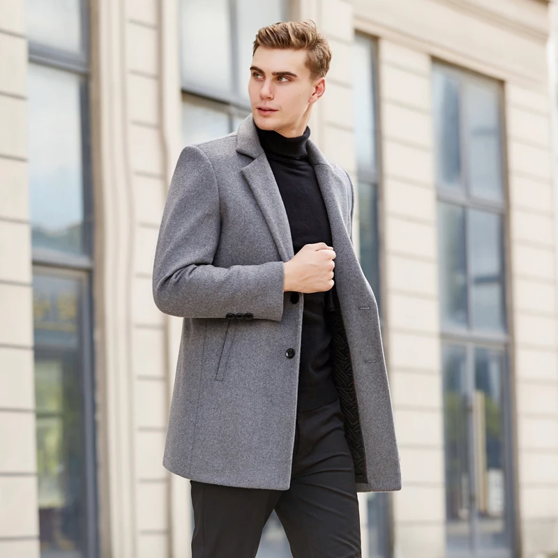 TIAN QIONG Men Clothes Autumn Winter New Long Wool Jacket Male Fashion Casual Thicken Slim Fit Mens Coat Brand Clothing