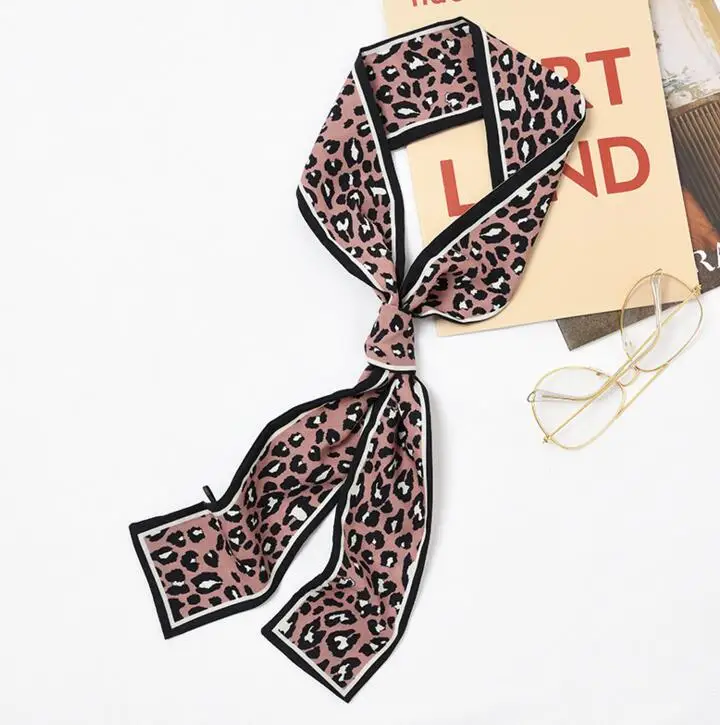 Осенний трендовый Леопардовый обтягивающий шарф Леопардовый пирсинг искусственный шелковый шарф женский браслет аксессуары головные повязки
