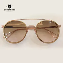 Rodada Óculos De Sol Das Mulheres óculos de Titânio Puro Quadro Marca Designer Shades Steampunk Oculos de sol Masculino feminino