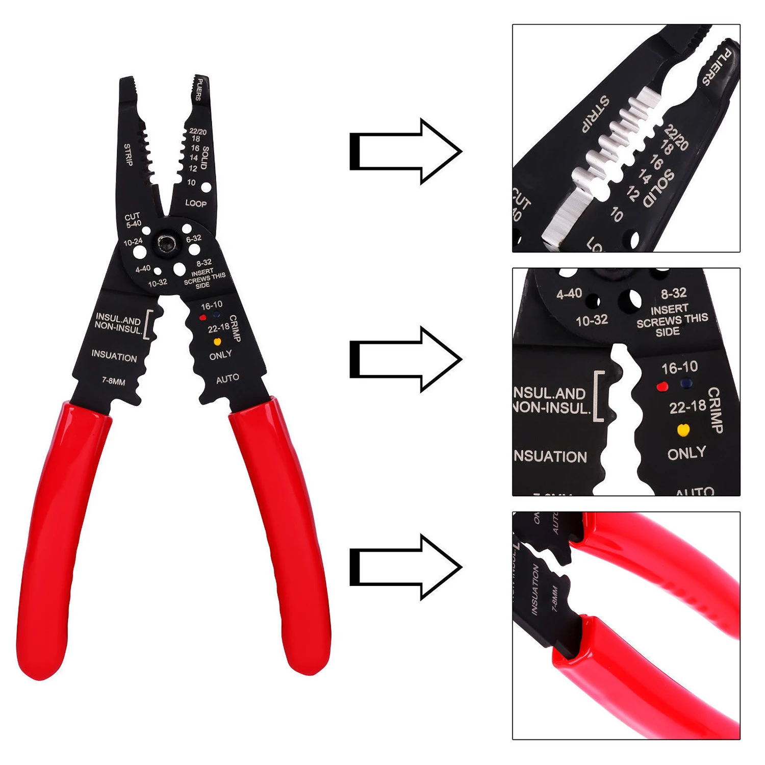 Buy 8 inch Cable Wire Stripper Cutter Crimper