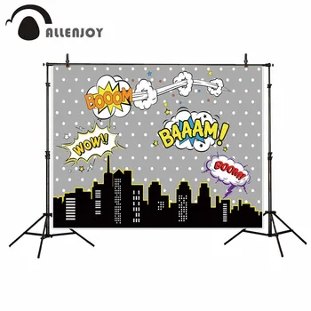 

Allenjoy Gray super hero city backdrop white dots party decoration camera photographic professional new photographic backdrops