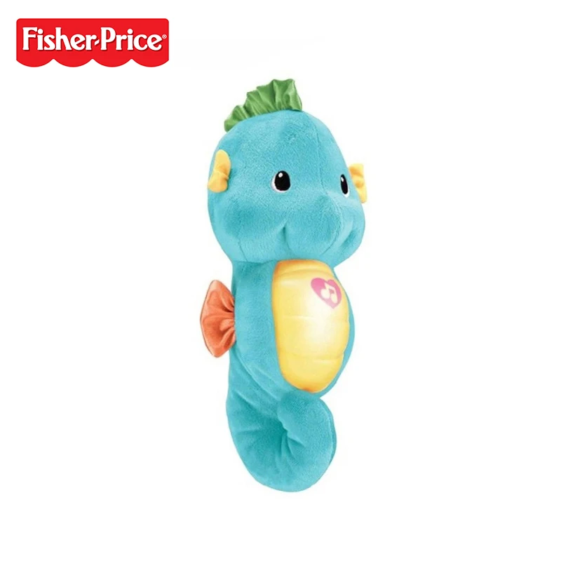 Бренд Fisher Price Успокаивающая и светящаяся кукла морской конек детская спальная плюшевая игрушка синий и красный стиль детские игрушки DGH82