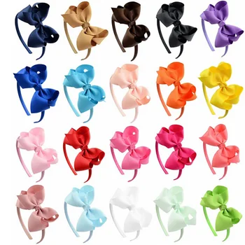 

20pcs/lot 4''Fashion Solid Hairband Headband Ribbon Bowknot With Plastic Hairband Boutique Grosgrain Bow Kids Hairbands A109
