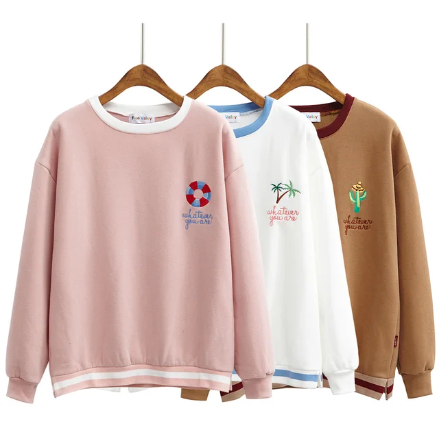 Mujeres Hilo de Bordar Remiendo Flojo Femenino Sudadera