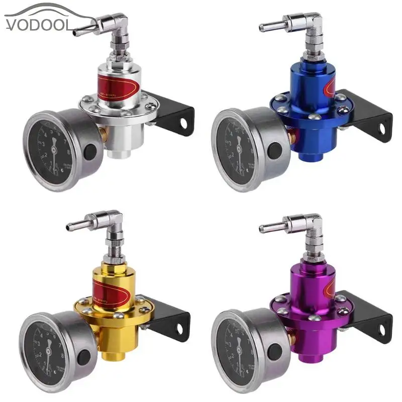 

VODOOL Universal Metal Adjustable Car Fuel Pressure Regulator Fuel Booster Supercharger with Oil Meter Gauge Auto Accessories