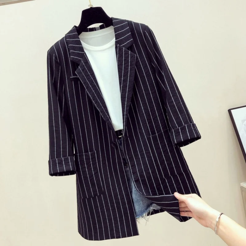 

2019 new spring summer small suit striped suit jacket female outerwear women coat blazers