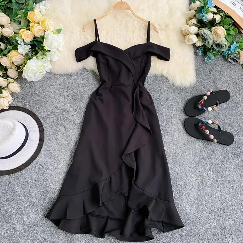 Fitaylor тонкое сексуальное летнее длинное платье с v-образным вырезом и бретельками, элегантные вечерние платья для женщин, повседневные пляжные платья - Цвет: Черный