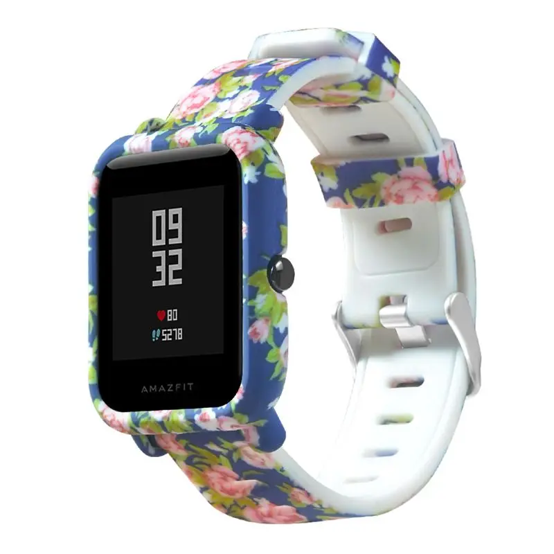 Силиконовый ремешок для наручных часов Жесткий PC защитный чехол оболочка кожа для Xiaomi Huami Amazfit Bip Bit Молодежные умные часы аксессуары