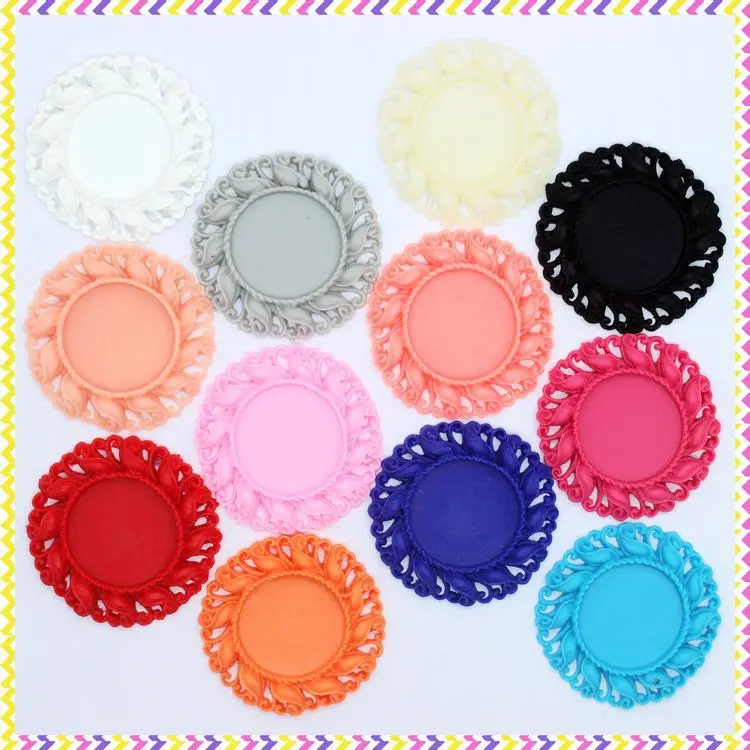 

DHK 19pc/lot 19 colors mixed Flatback Resin relief round base for 25mm cabochon/Self Adhesive DIY hair bow C1469