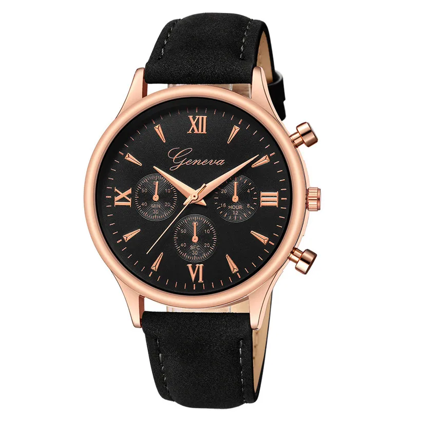 

New Relojes men Watch 2018 Fashion Geneva Rose Gold Roman Leather Quartz Watch Ladies Dress Wristwatch Relogio Feminino Clock