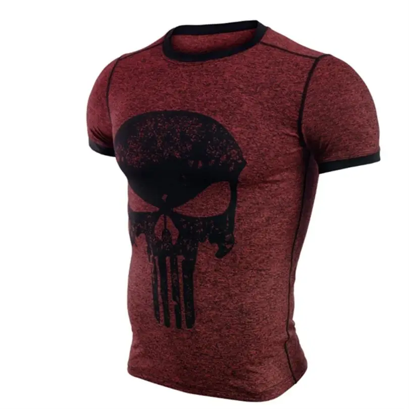 

Punisher Running Shirt Men T-shirt Short Sleeve Compression Shirts Gym T Shirt Fitness Sport Shirt Mens Rashgard Soccer Jersey