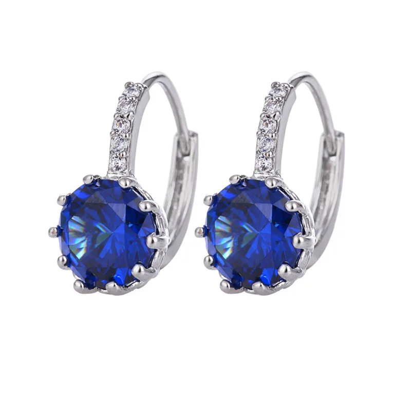 Trendy Silver Plate Earrings-navy blue 1
