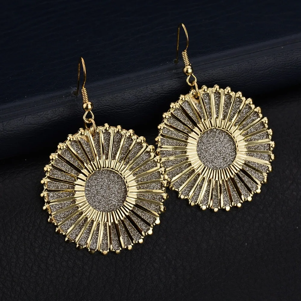

Drop Earrings For Woman Round Gold SilverSun Eardrop Hyperbolic Vintage Statement Earrings Women Boho Bride Jewelry bijoux femme