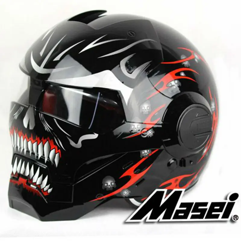 Rosso brillante Nero cranio Kito Personalizzato MASEI IRONMAN Iron Man casco  moto casco mezzo casco aperto del fronte del casco 610 ABS|masei ironman| motorcycle helmet halfhelmet half - AliExpress