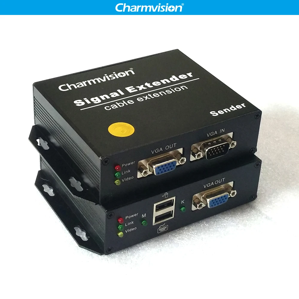 

Charmvision EKU200HR 200m USB VGA KVM Extender over single RJ45 STP UTP cat5E cable with 2 USB A type for CCTV Management