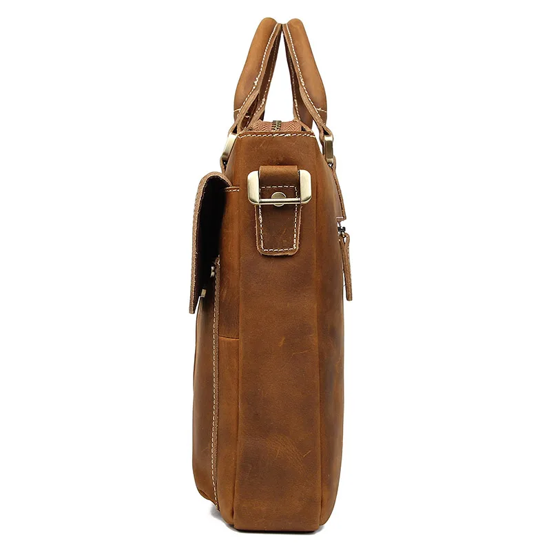JMD Crazy Horse кожа Для мужчин классический коричневый Бизнес портфель для ноутбука сумки большой Ёмкость сумка 7113B-2
