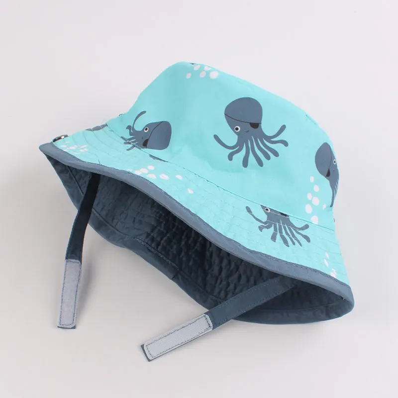 Octopus Baby Bucket Hat Infant Toddler Kids Boys Girls Summer Sun Protection Caps High Quality Cotton Bonnet with Chinstrap Stay On (6)