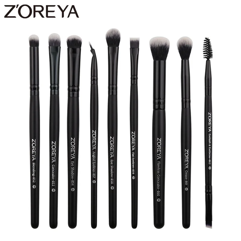 

Zoreya Brand Comfortable Synthetic Fibers Black Eye Shadow Brush Essential Cosmetic Tool Concealer Blending Eyeliner Brushes Set