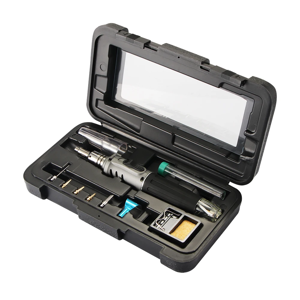 

Self-Ignition 10-In-1 Gas Soldering Iron Cordless Welding Torch Kit Tool HS-1115K Outdoor Portable Butane Torch