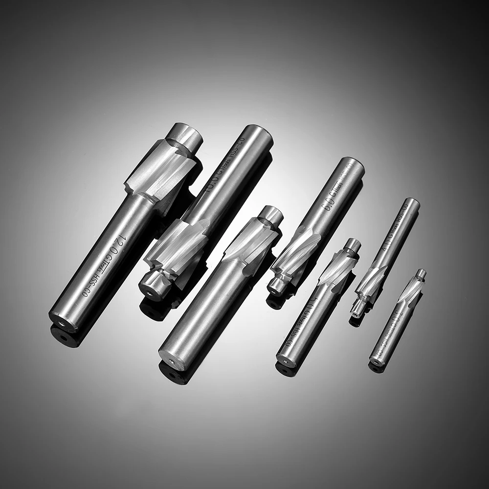 

KKmoon 7pcs/set Counterbore Set M3-M12 High Quality High-speed Steel 4 Flutes Straight Shank Counterbore End Mills