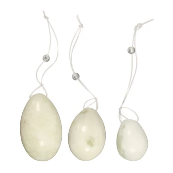 

Set of 3 Jades Eggs Light green Pelvic Floor Muscle Kegel Exercise Vaginal Tightening Yoni Eggs Ben Wa ball For Women Girls
