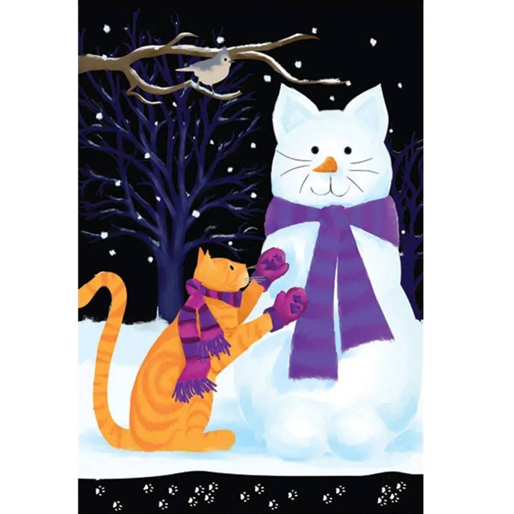 Садовый флаг для снежной кошки 12 5x18 дюймов украшения сада двора цветов на 20180919