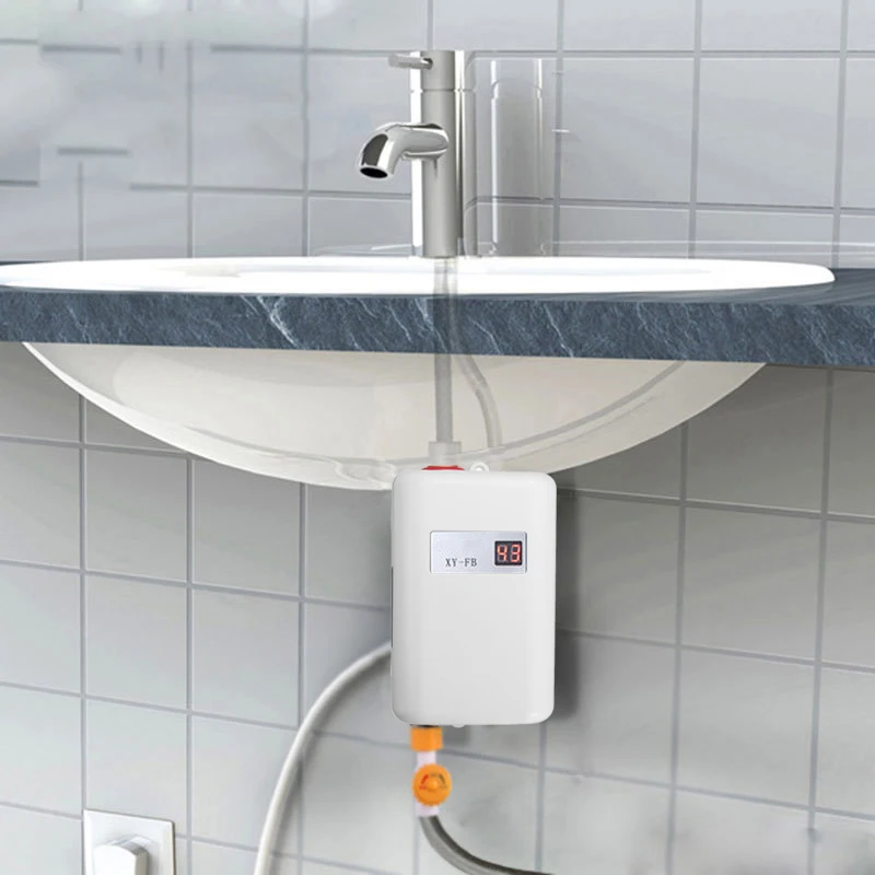 

220V 3800W Mini Electric Water Heater Instant Hot Water Heater for Bathroom Kitchen Temperature Tankless LCD Display