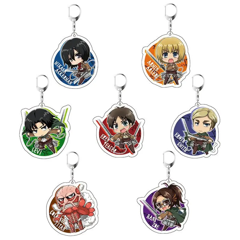 

2019 Attack on Titan Keychain Double Sided Acrylic Key Chain Pendant Anime Accessories Cartoon Q Version Key Ring