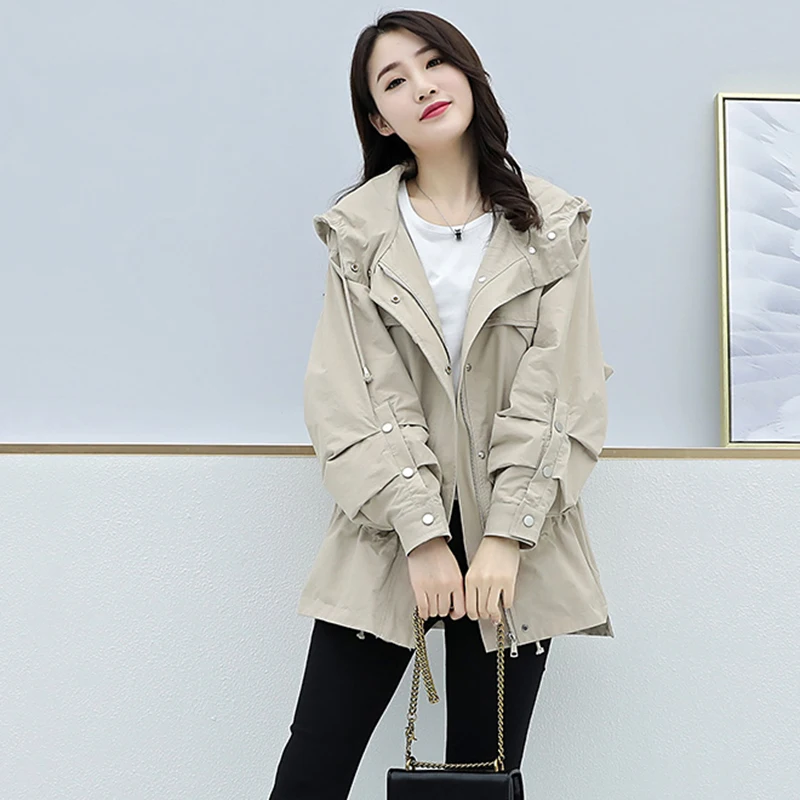 

2019 Spring Autumn Women Coat Hooded jacket fashion Loose Large Size tide Thin windbreaker women student Casual ladies jackets