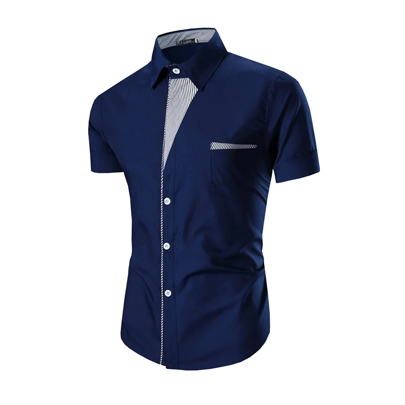 2017 Brand Men Trendy Shirts Slim Fit Geometric Pattern Print Button ...