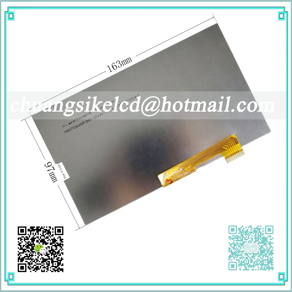 

New 163x97mm compatible LCD Display Matrix For 7" Oysters T72HM 3G TABLET inner LCD Display 1024x600 Screen Panel Frame