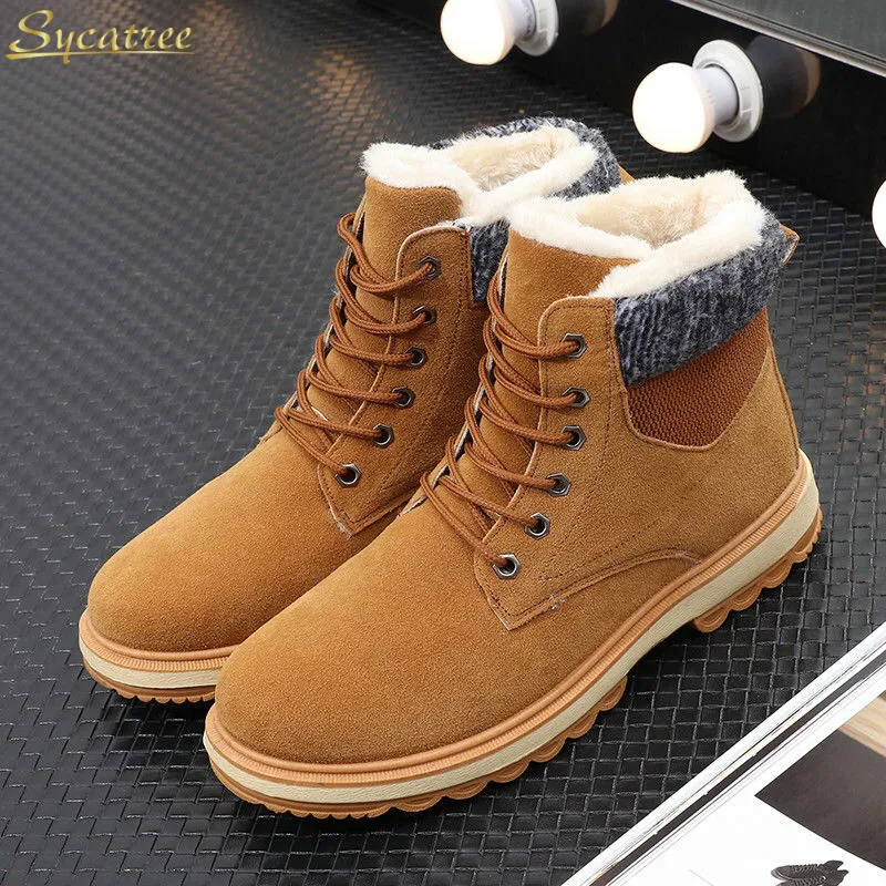 Sycatree 2018 Luxury Winter Men's Snow Boots wish fur Leisure Velvet Shoes Outdoor Men's Shoes