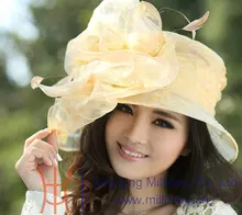 Las mujeres de Las Señoras Sombrero Del Organza de Boda de La Iglesia Derby Playa Cóctel de la Tarde Party Dress Fedora Sombrero de Ala Ancha Casquillo Del Sol Del Verano de La Vendimia nueva
