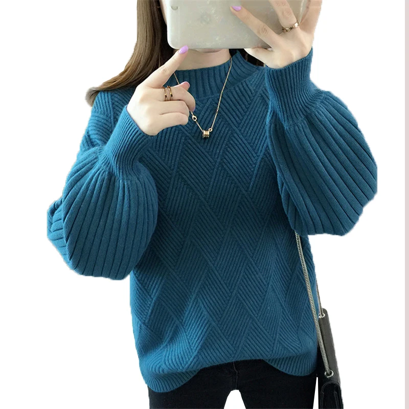 

Autumn Winter Pullover Coltrui Dames Sweater 2018 New Loose Lazy Wind Sweater Korean Knitted Pullover Women Warm Turtleneck X781