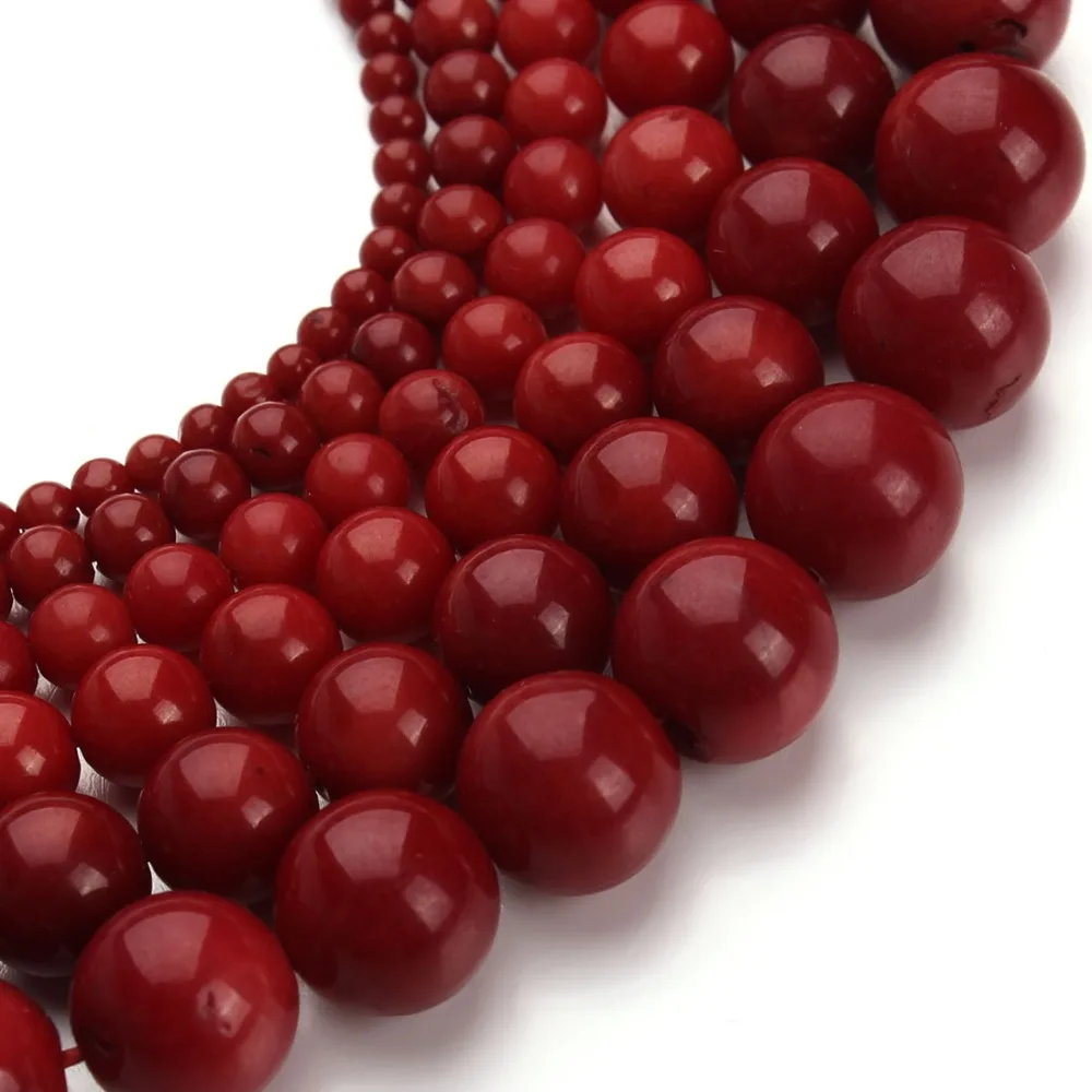 Batu Semi Berharga Gred A Batu Karang 3/4/5/6mm Coral Red Beads Beads Charms Spacer Beads for Jewelry Kalung Membuat Gelang