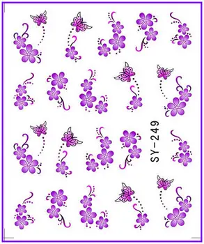 

1X Water Transfers Stickers Nail Decals Stickers Water Decal Purple Butterfly Flower SY249