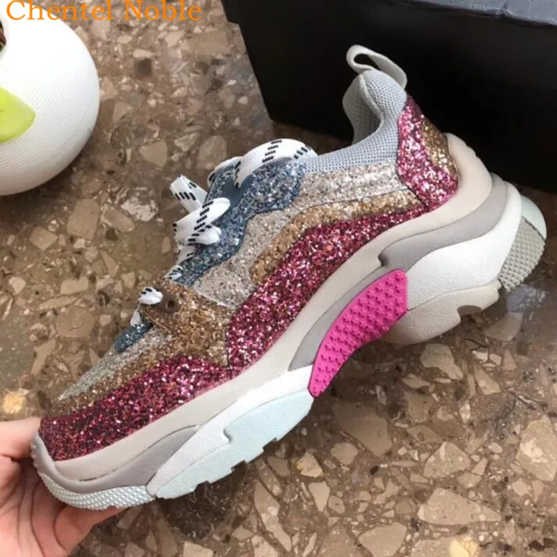 

Hot Ins Luxury Sequined And Mesh Tenis Feminino Casual 2018 New Fashion Sneakers High Quality Shoes Woman Comfortable Flats
