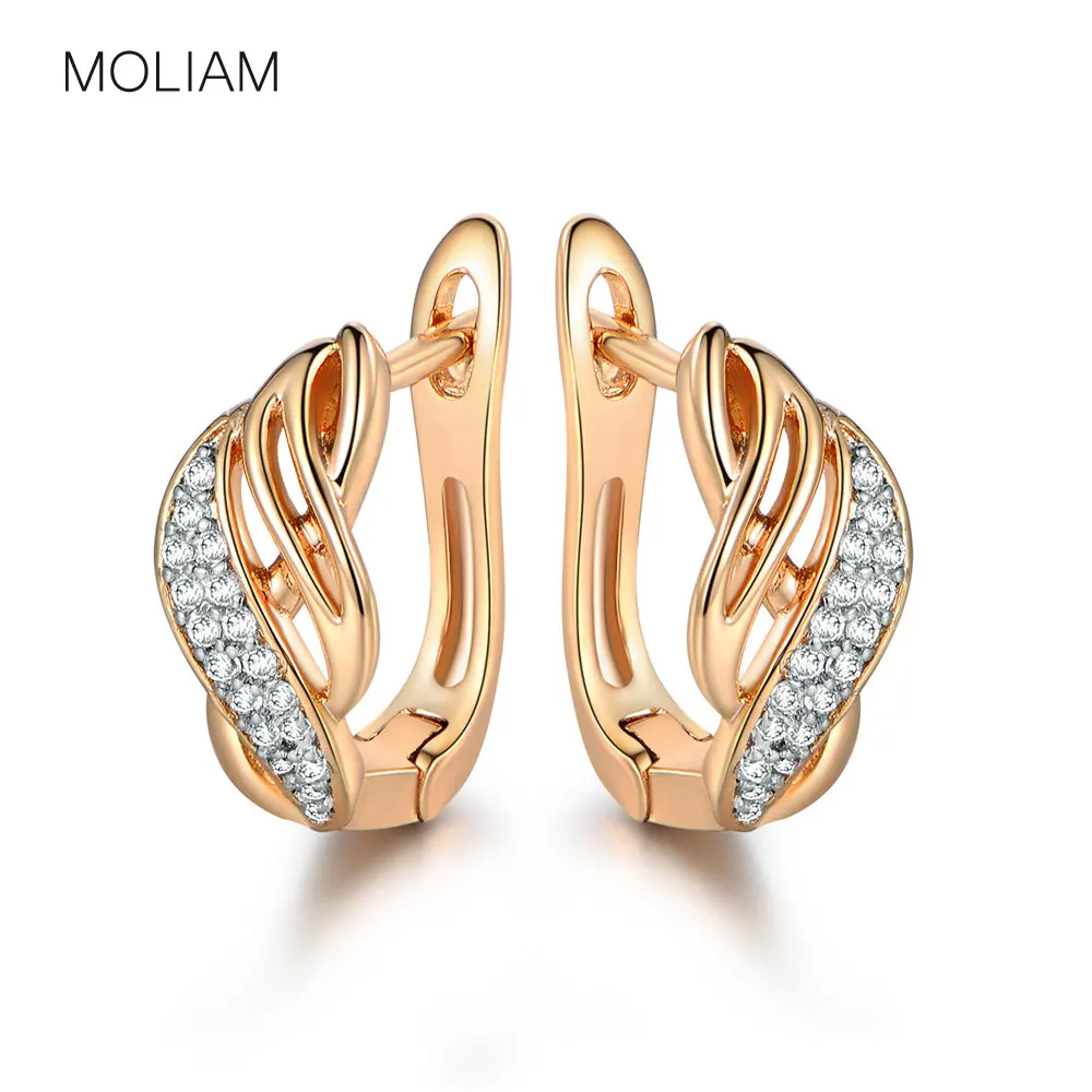 

MOLIAM Fashion Brand Small Earrings for Womens 18K Gold Platinum Plated Hoop Huggie Earings Crystal Zircon Brincos Jewelry E249