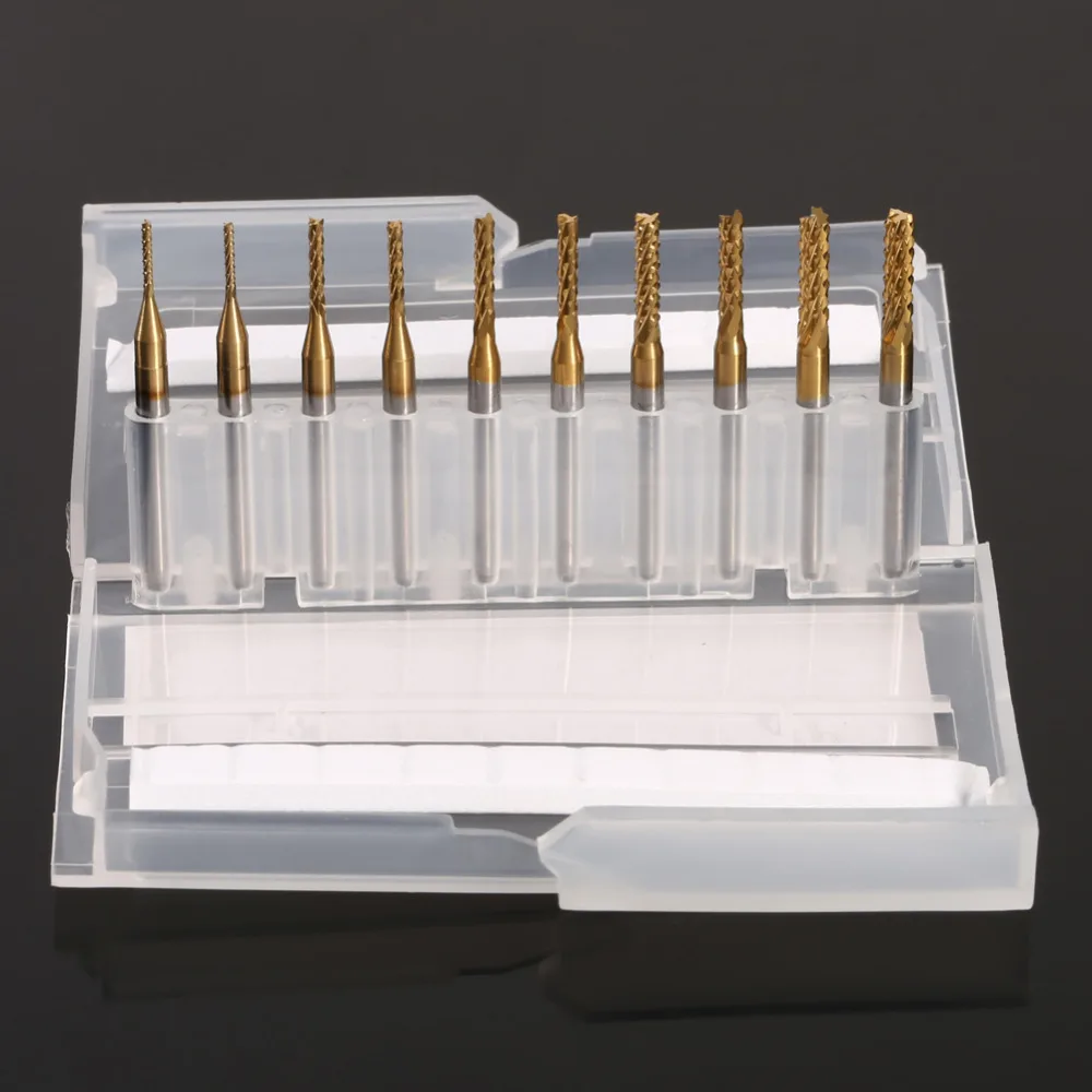 10pcs/Lot Titanium Coated End Mill Cemented Carbide CNC Milling Cutters Tools 1.0 3.0mmin