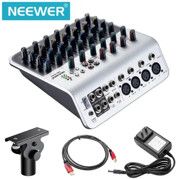 

Neewer Stereo Mixer Compact Mini Mixing Console 4 Channel 2-way Stereo Line Input RCA Input Output 4Band for Computer Microphone