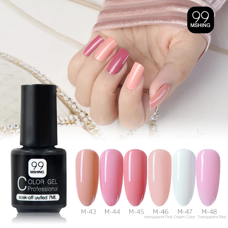 

MSHING99 Gel nail polish 6Pcs/lot Nail Polish LED UV Gel For Nail Soak Off Nails Gel Lacquer Glitter Hybrid Nail Polish