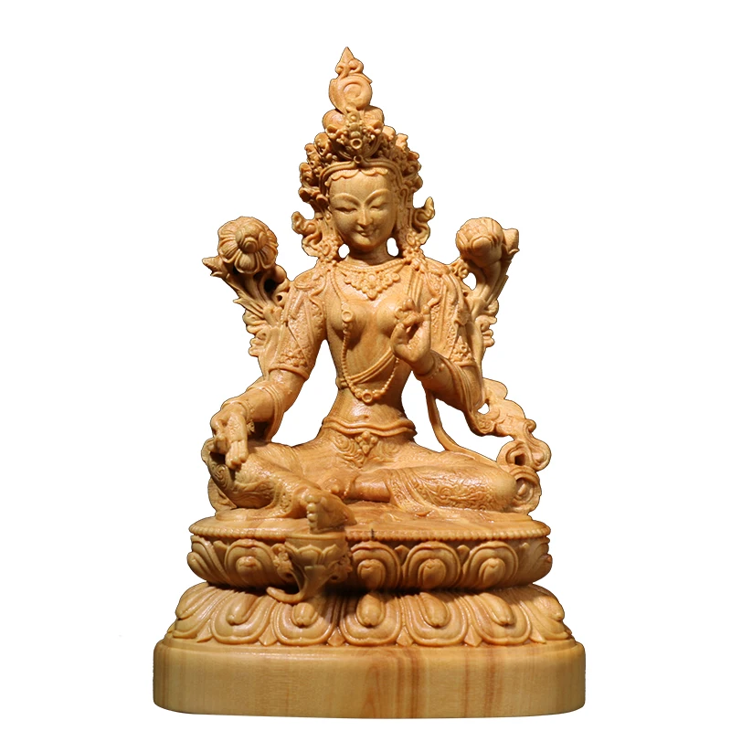 

Bodhisattva Guanyin Statue Crafted from Buxus Wood: A Perfect Addition to Your Spiritual Home Sanctuary, a Symbol of Peace